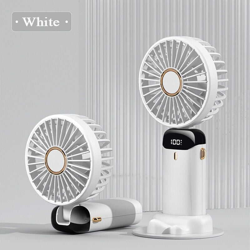 5-in-1 Portable Mini Fan with Digital Display – USB Rechargeable
