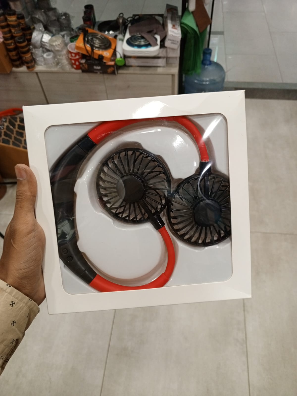 Wearable Rechargeable Neck Fan – Dual Fan, LED Light & 3-Speed Control