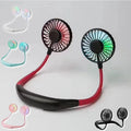 Wearable Rechargeable Neck Fan – Dual Fan, LED Light & 3-Speed Control